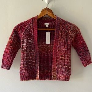 NWT Gymboree Red Multi-Colored Knit Open‎ Cardigan, sz 2T, cozy, warm, classic